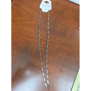 Stainless Steel Twisted Bar Link Chain Necklace Silver Tone 20 Inch